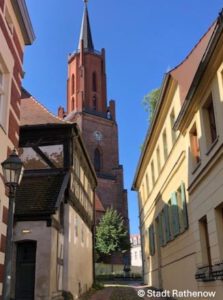 Blick ins Altstadtquartier der Stadt Rathenow auf Bauten der Gründerzeit